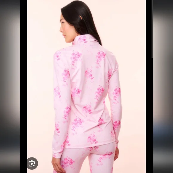 Bogner Loveshackfancy Margo First Quarter Zip Top Pink Magenta